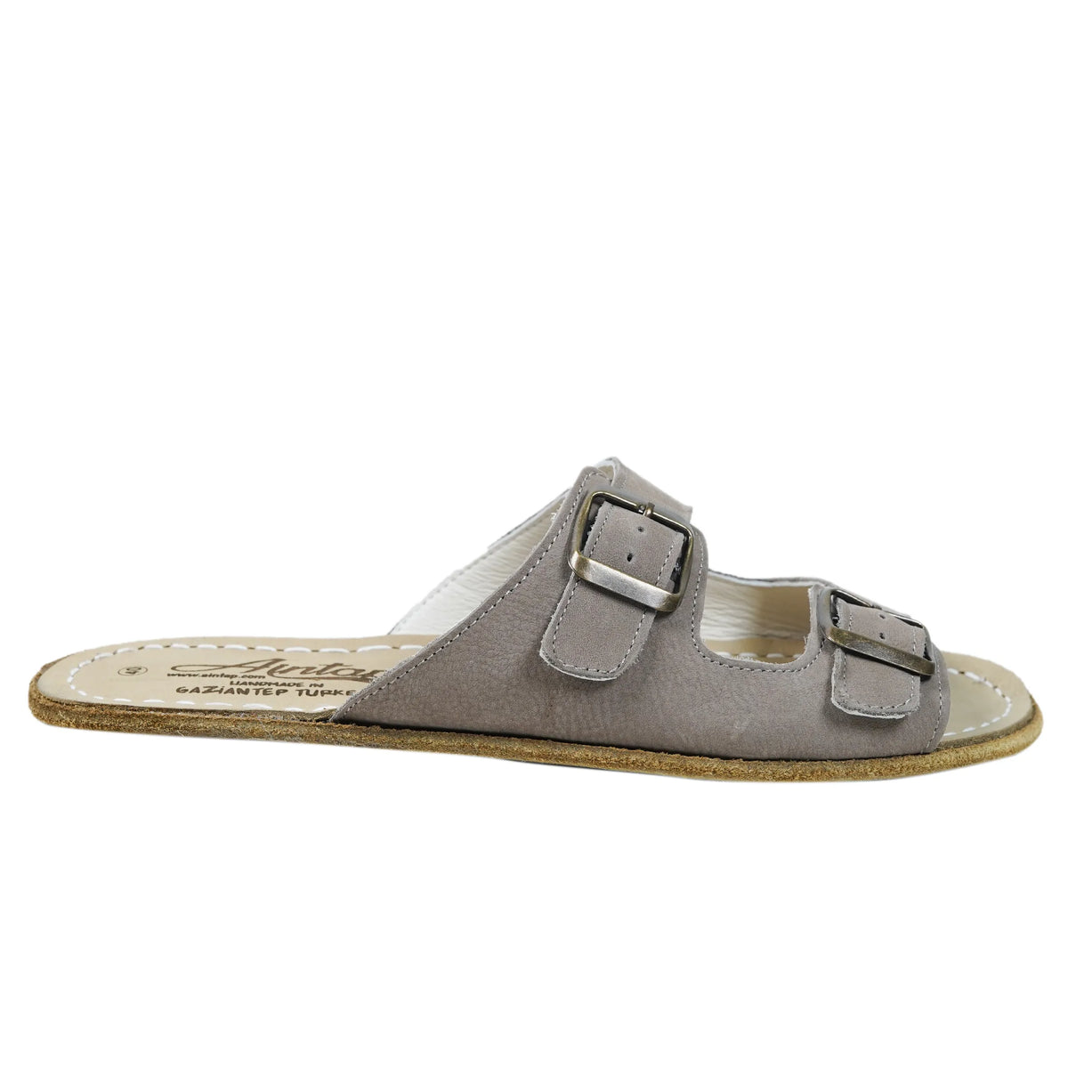 Nubuck Barefoot Double Strap Sandal Shoes – Classic Sole — Leather Sole – Smoked