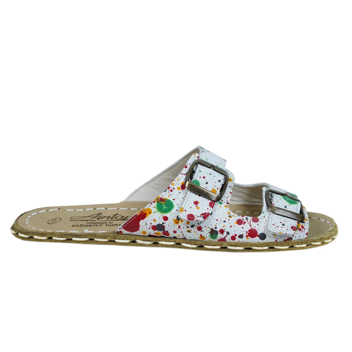 Splanter Barefoot Double Strap Sandals Shoes — Leather Sole – White