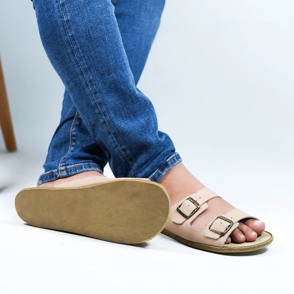 Crazy Barefoot Double Strap Sandals Shoes – Classic Sole — Leather Sole – Undyed Crust