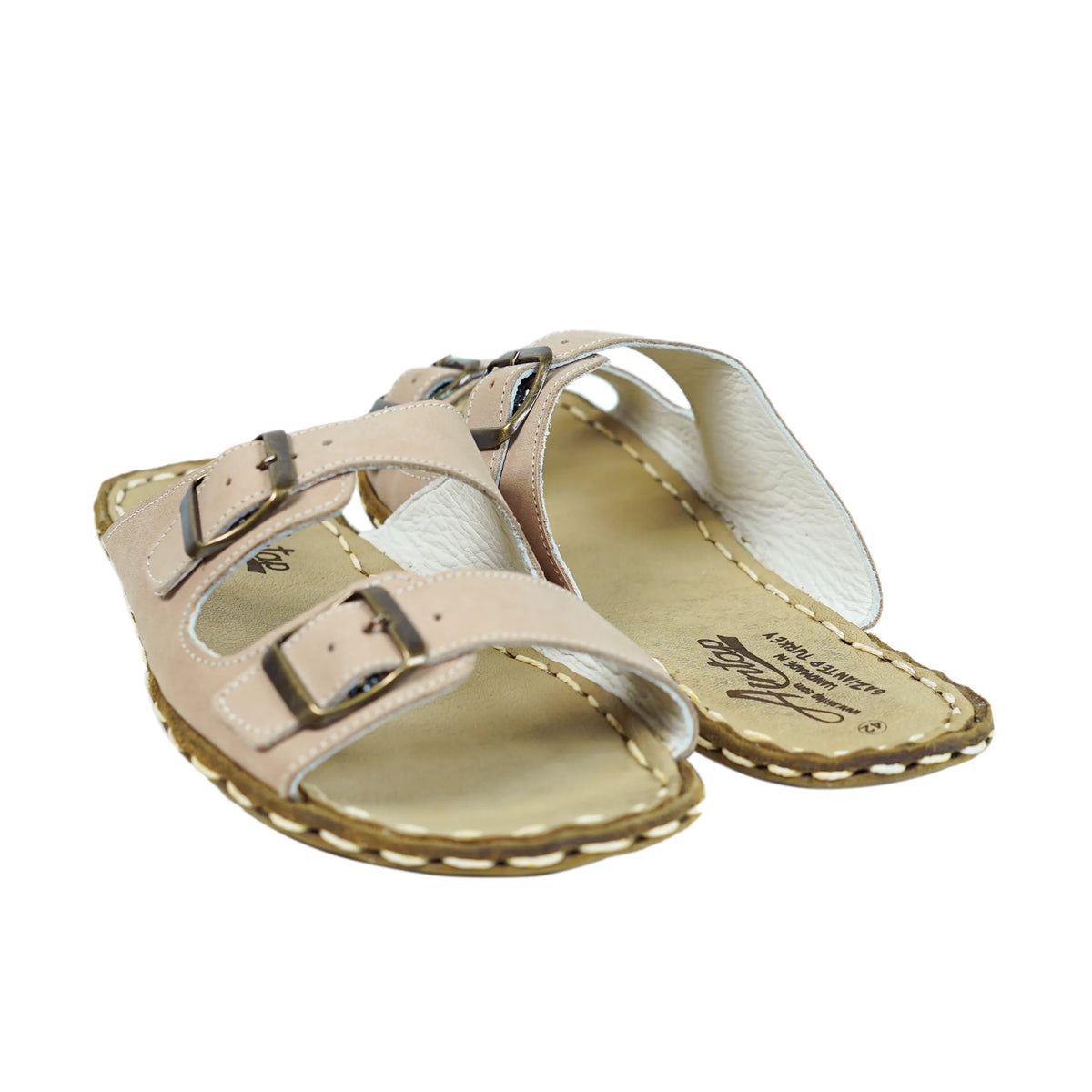 Crazy Barefoot Double Strap Sandals Shoes — Leather Sole – Undyed Crust