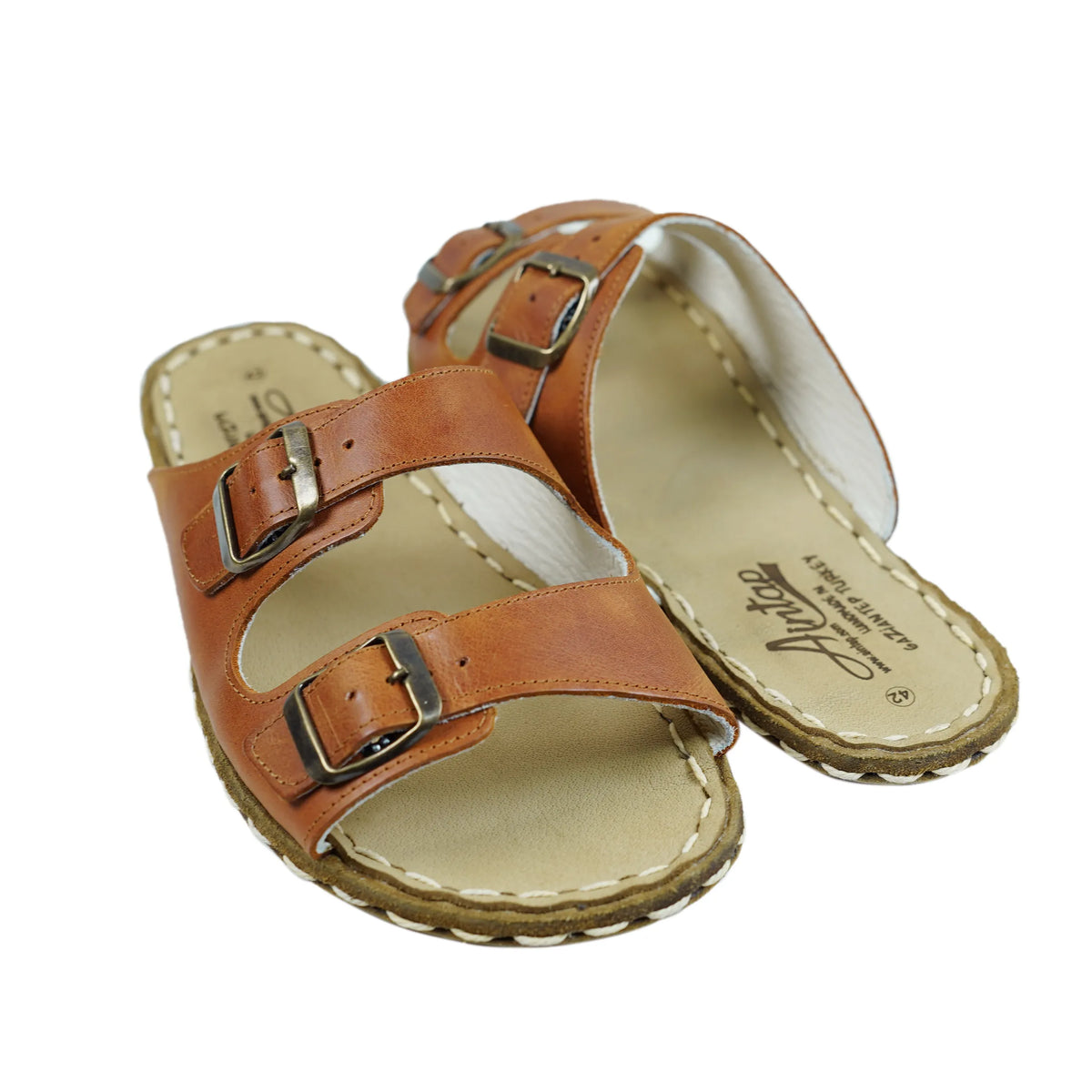 Crazy Barefoot Double Strap Sandals Shoes — Leather Sole – Honey Camel
