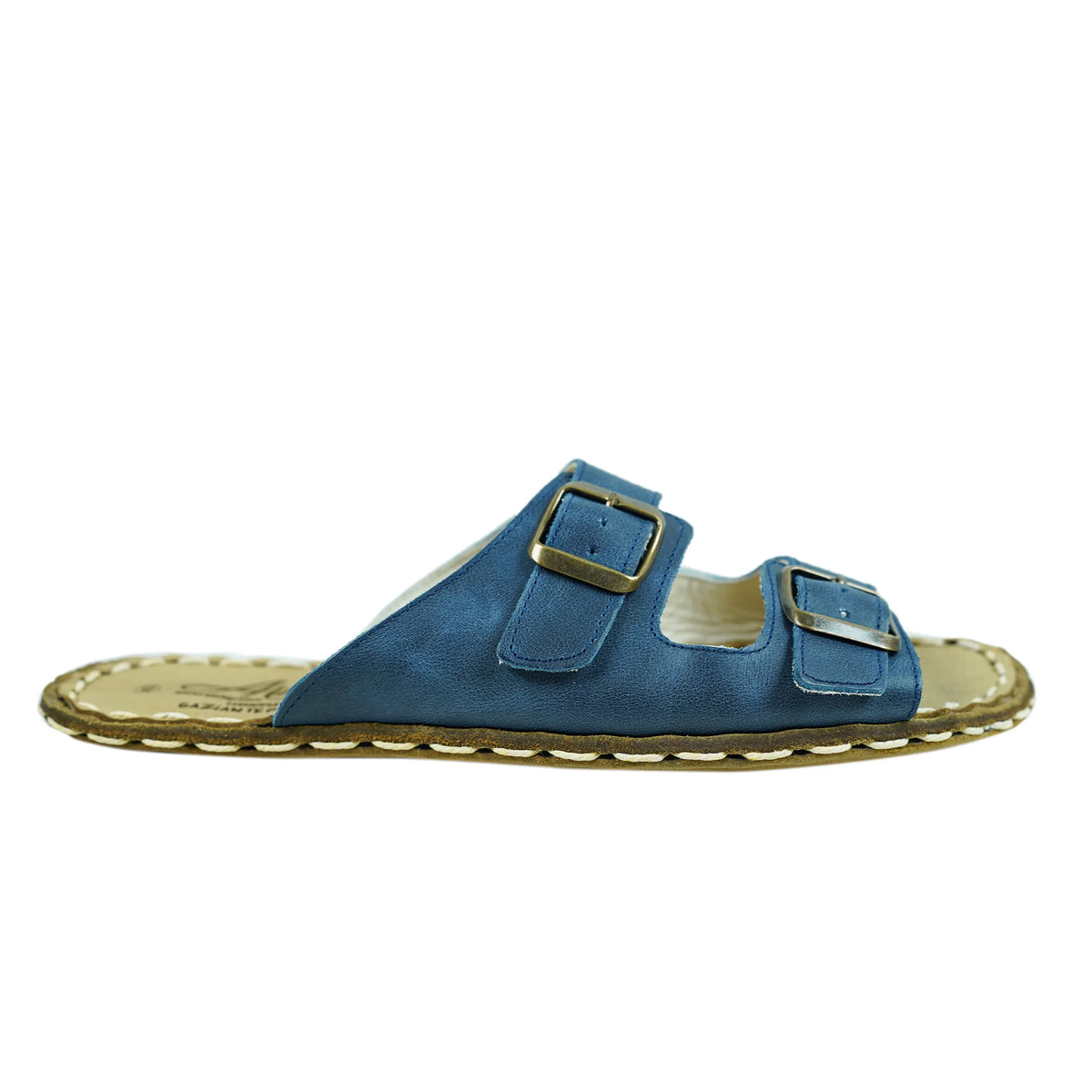 Crazy Barefoot Double Strap Sandals Shoes — Leather Sole – Navy Blue