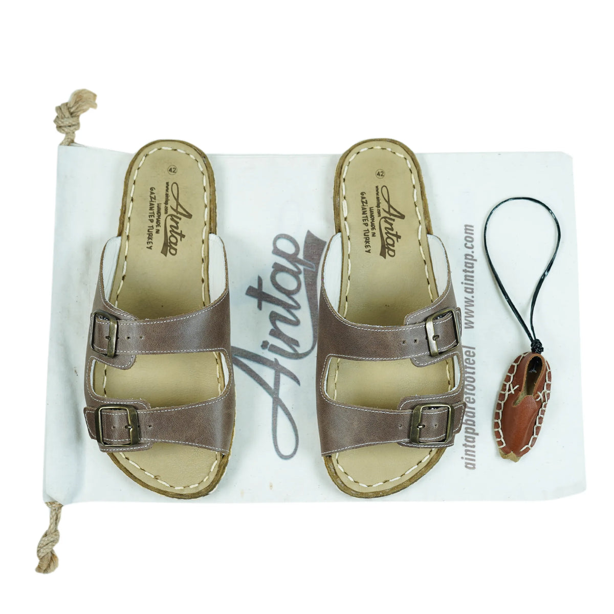 Crazy Barefoot Double Strap Sandals Shoes — Leather Sole – Beige Bizon