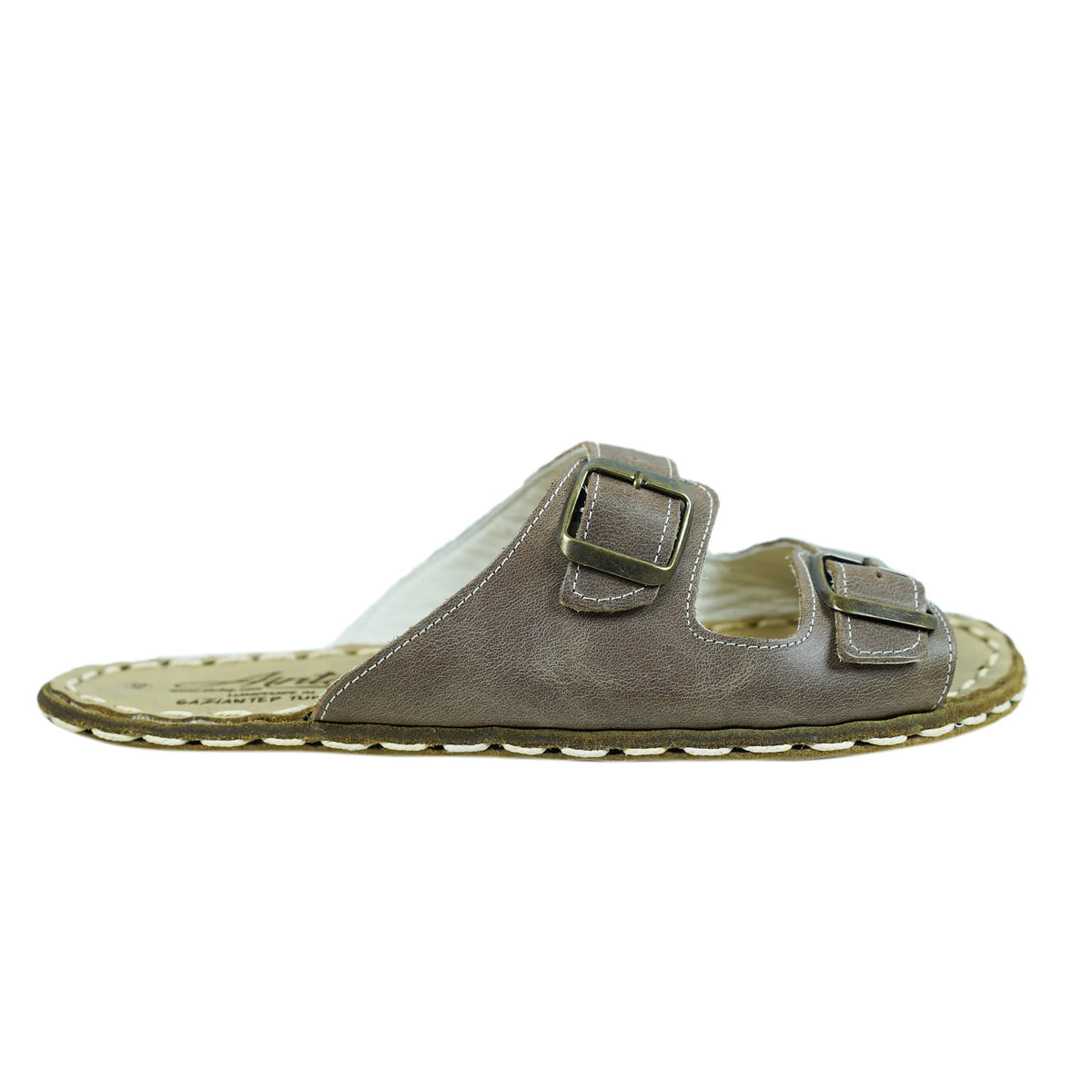 Crazy Barefoot Double Strap Sandals Shoes — Leather Sole – Beige Bizon