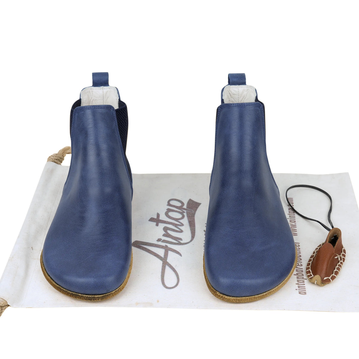 Crazy Barefoot Chelsea Boots Shoes – Classic Sole — Leather Sole – Navy Blue