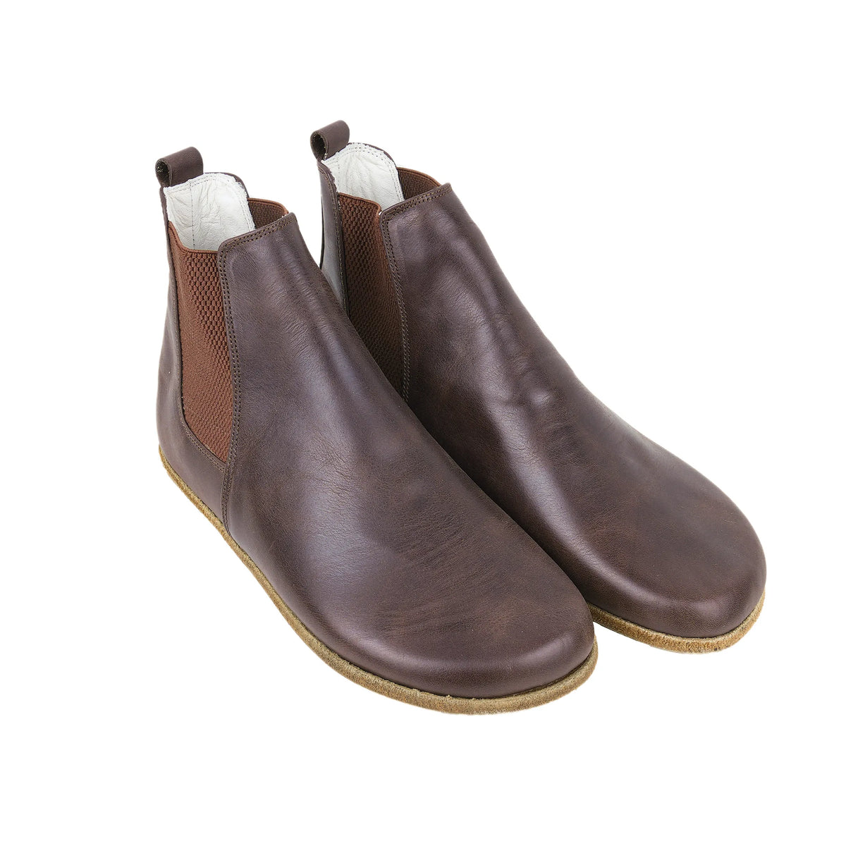 Crazy Barefoot Chelsea Boots Shoes – Classic Sole — Leather Sole – Dark Brown