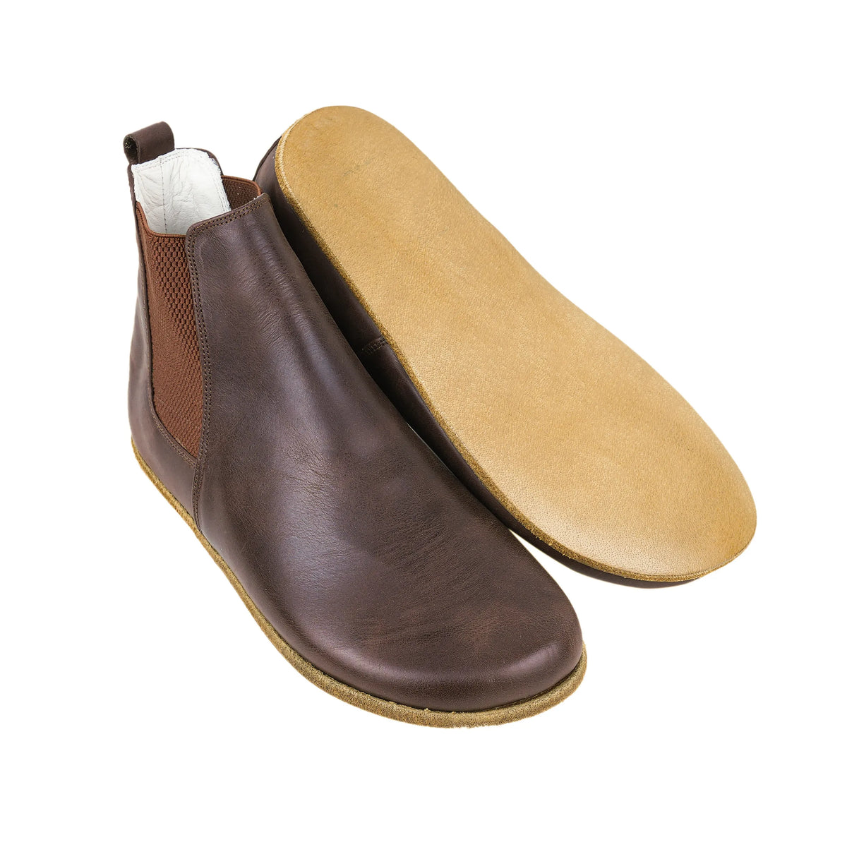 Crazy Barefoot Chelsea Boots Shoes – Classic Sole — Leather Sole – Dark Brown