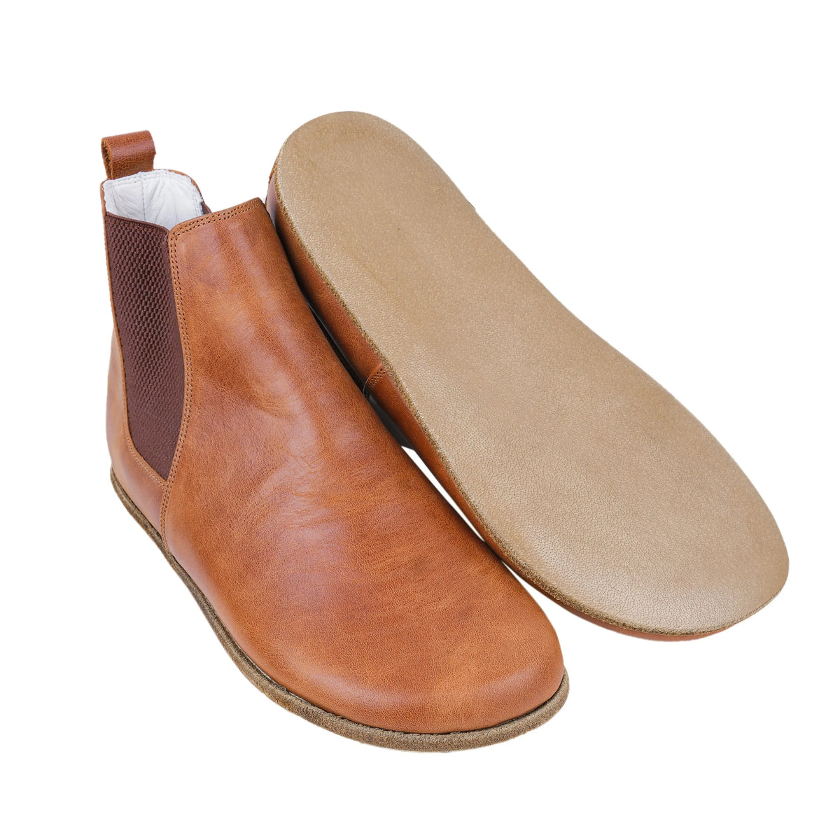 Crazy Barefoot Chelsea Boots Shoes – Classic Sole — Leather Sole – Honey Camel