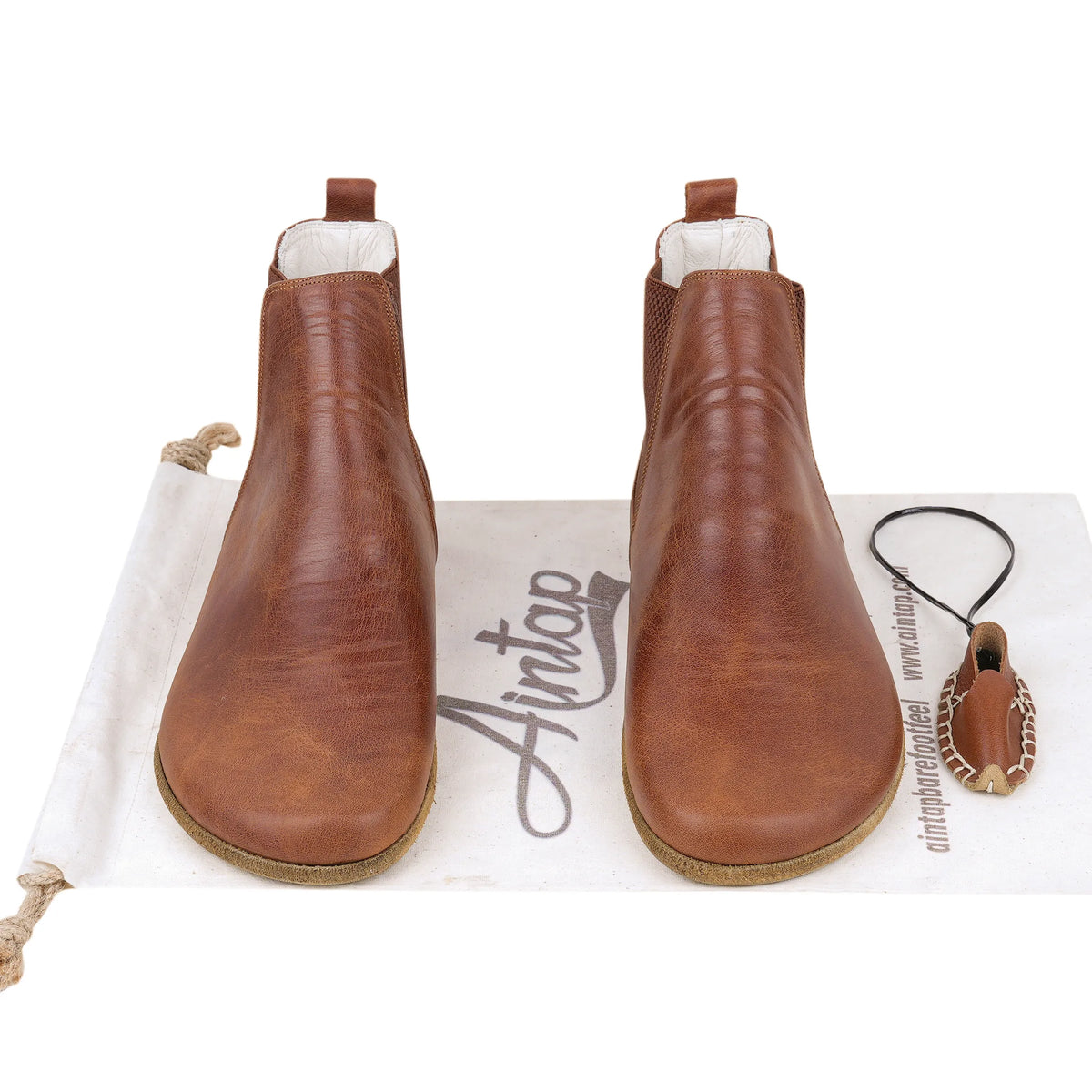 Crazy Barefoot Chelsea Boots Shoes – Classic Sole — Leather Sole – Brown