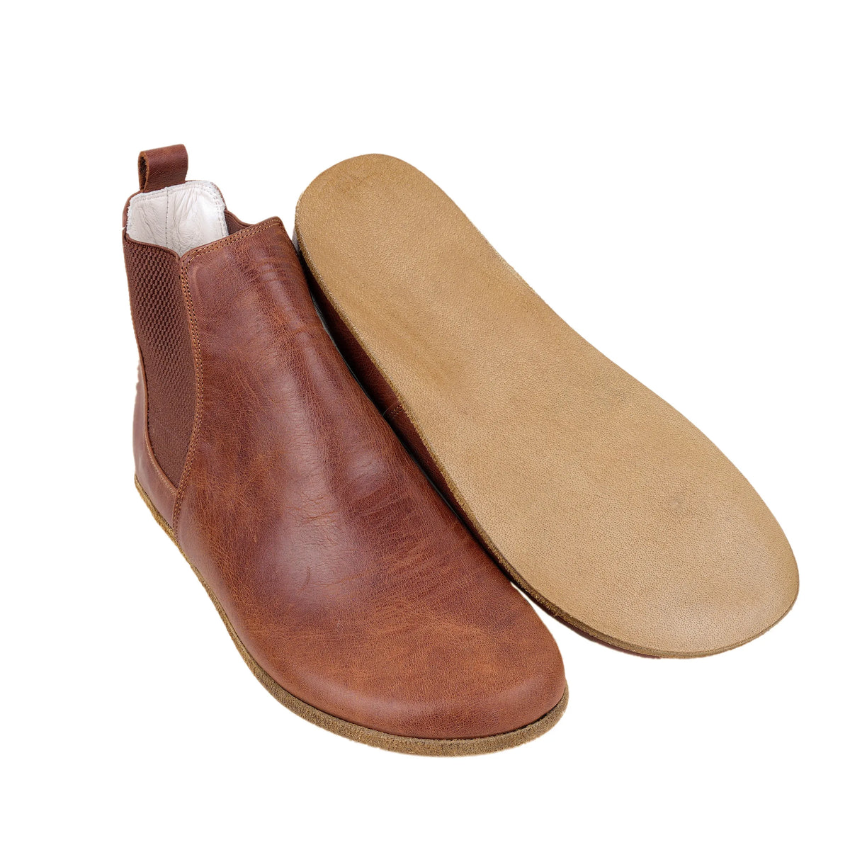 Crazy Barefoot Chelsea Boots Shoes – Classic Sole — Leather Sole – Brown