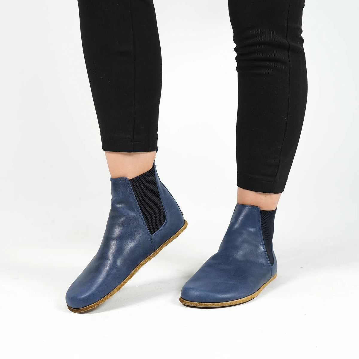 Crazy Barefoot Chelsea Boots Shoes – Classic Sole — Leather Sole – Navy Blue