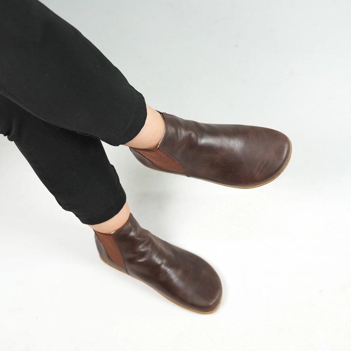 Crazy Barefoot Chelsea Boots Shoes – Classic Sole — Leather Sole – Dark Brown