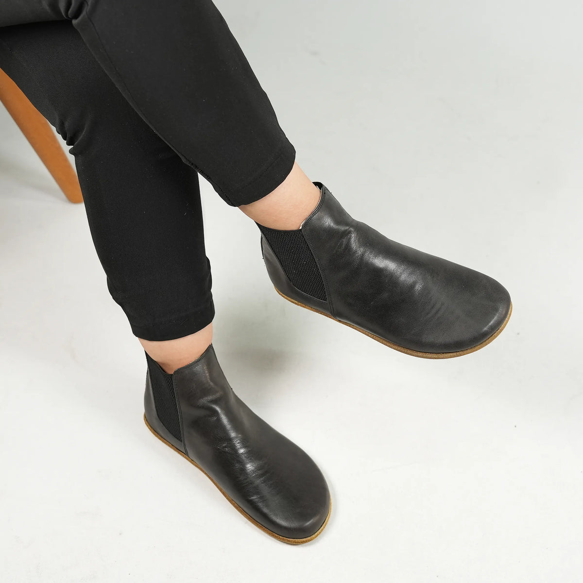 Crazy Barefoot Chelsea Boots Shoes – Classic Sole — Leather Sole – Black