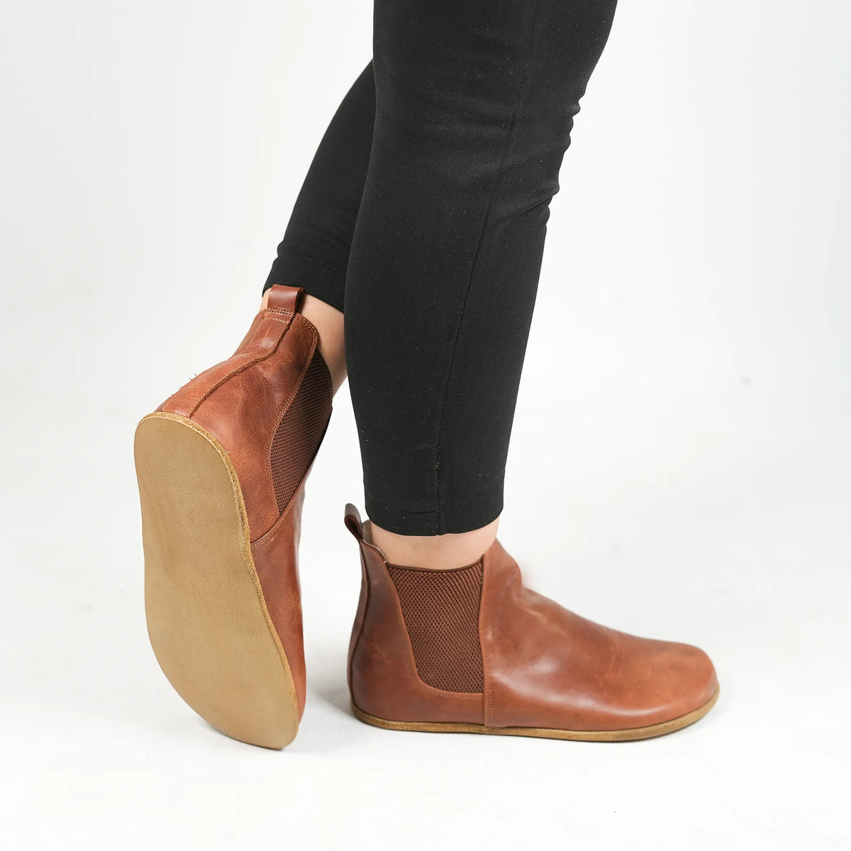 Crazy Barefoot Chelsea Boots Shoes – Classic Sole — Leather Sole – Brown