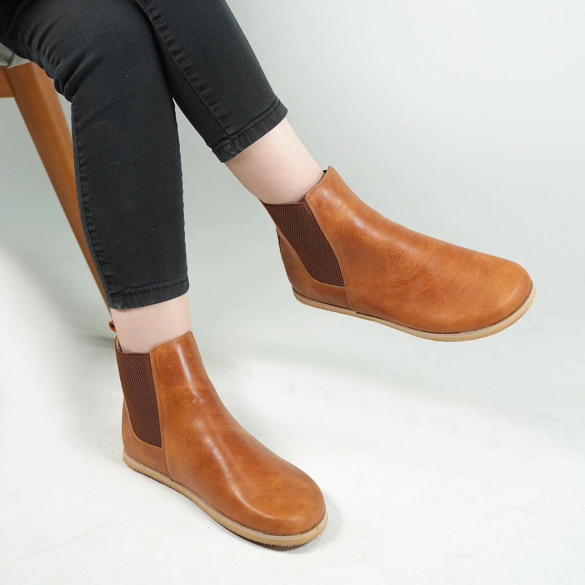Crazy Barefoot Chelsea Boots Shoes – Eva Outsole – Honey Camel