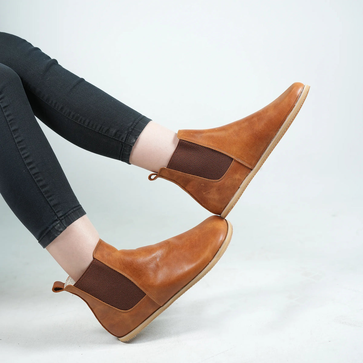 Crazy Barefoot Chelsea Boots Shoes – Eva Outsole – Honey Camel