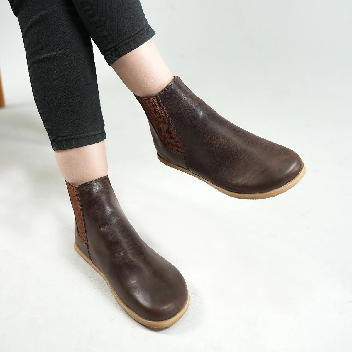 Crazy Barefoot Chelsea Boots Shoes – Eva Outsole – Dark Brown