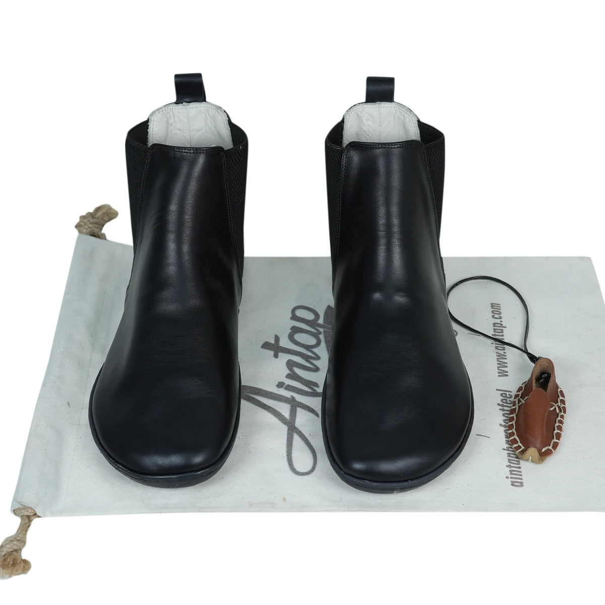 Smooth Barefoot Chelsea Boots Shoes – 6mm Rubber Sole – Black