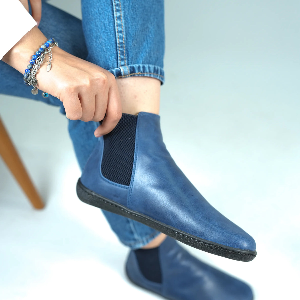Crazy Barefoot Chelsea Boots Shoes – 6mm Rubber Sole – Navy Blue