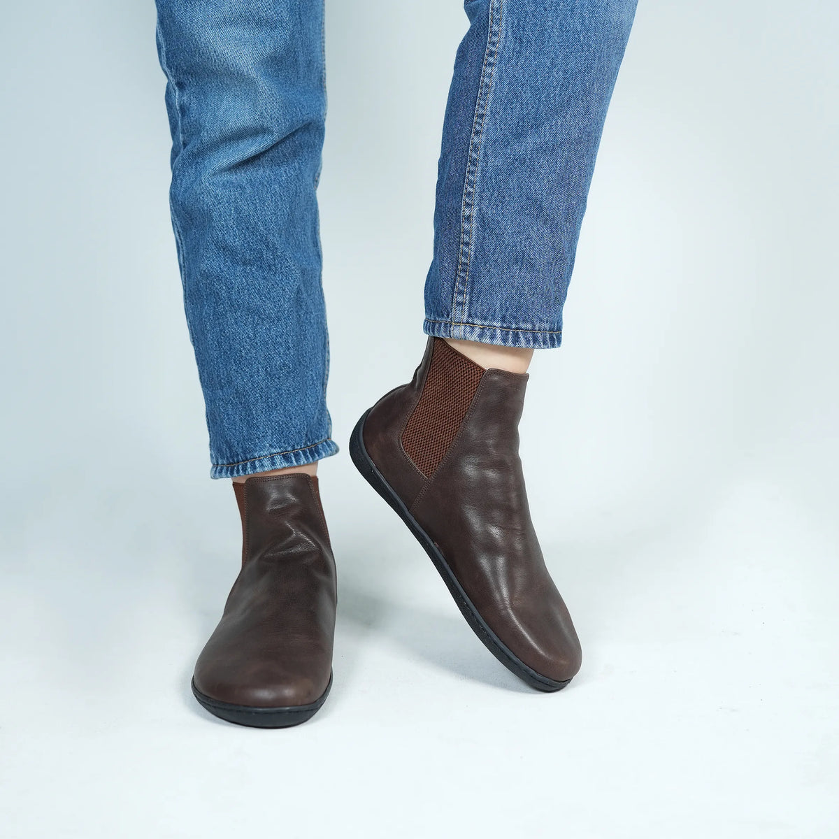 Crazy Barefoot Chelsea Boots Shoes – 6mm Rubber Sole – Dark Brown