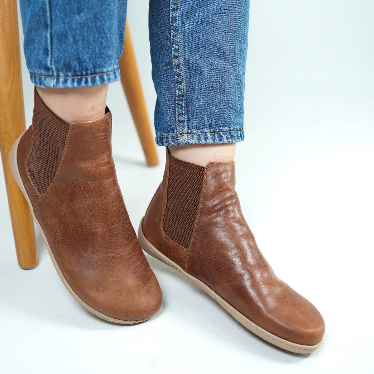 Crazy Barefoot Chelsea Boots Shoes – 6mm Rubber Sole – Brown