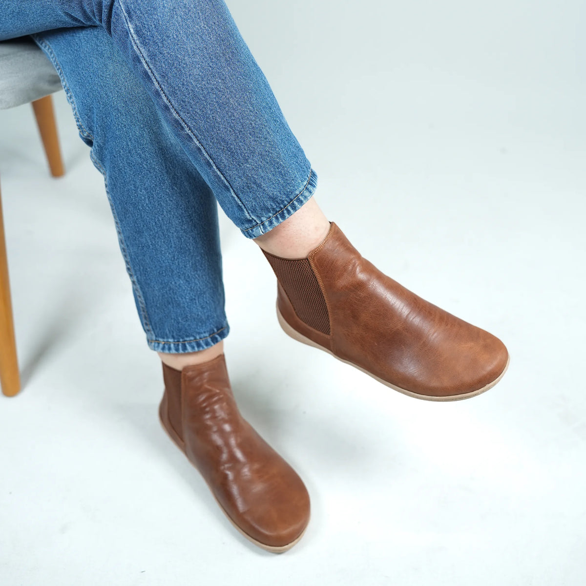 Crazy Barefoot Chelsea Boots Shoes – 6mm Rubber Sole – Brown
