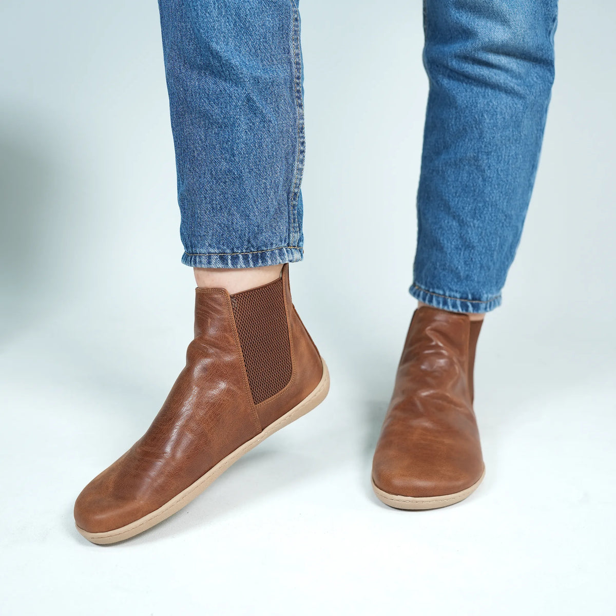 Crazy Barefoot Chelsea Boots Shoes – 6mm Rubber Sole – Brown