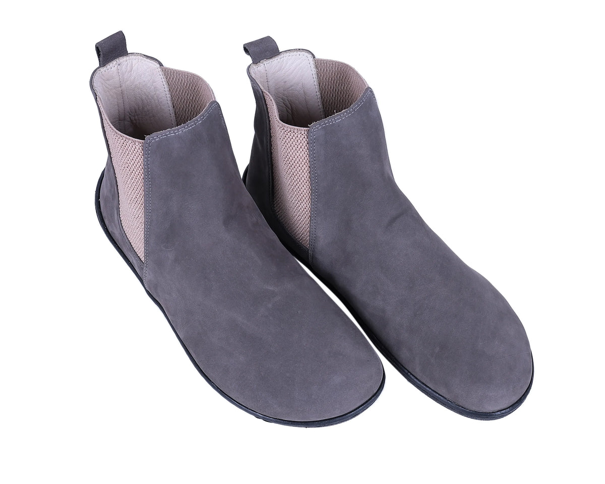 Nubuck Barefoot Chelsea Boots Shoes – 6mm Rubber Sole – Gray