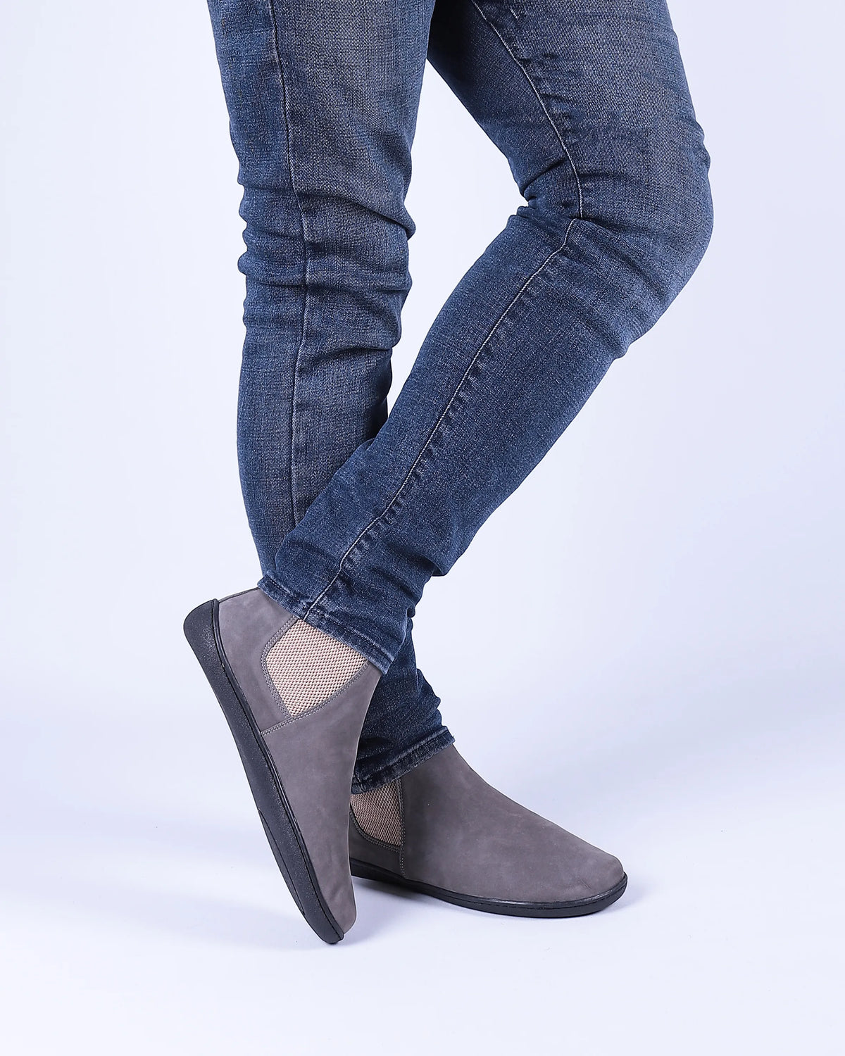 Nubuck Barefoot Chelsea Boots Shoes – 6mm Rubber Sole – Gray