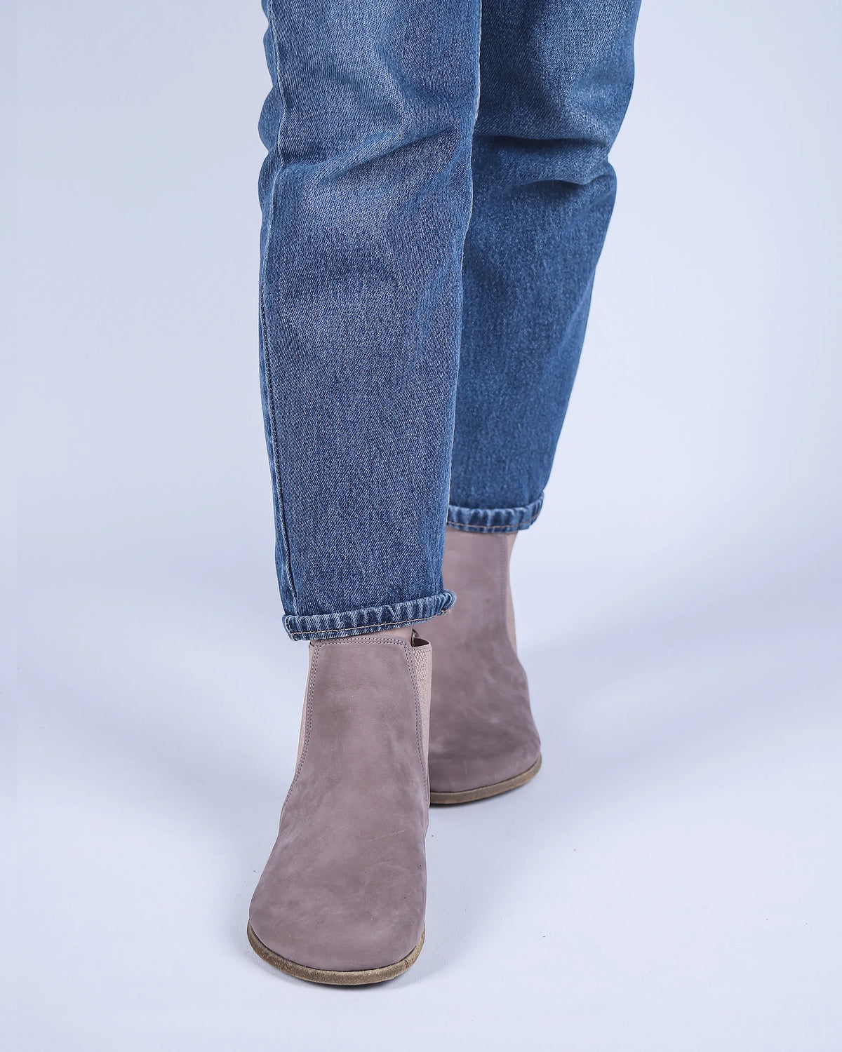 Nubuck Barefoot Chelsea Boots Shoes – Classic Sole — Leather Sole – Smoked