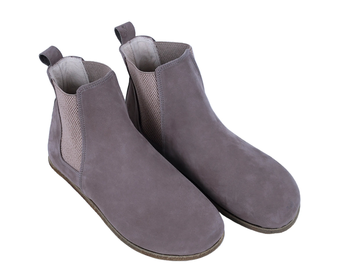 Nubuck Barefoot Chelsea Boots Shoes – Classic Sole — Leather Sole – Smoked
