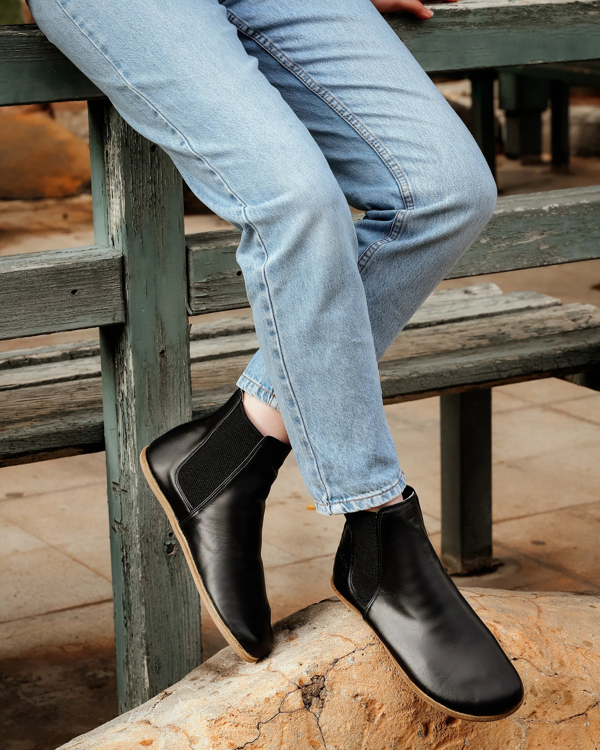 Smooth Barefoot Chelsea Boots Shoes – Classic Sole — Leather Sole – Black