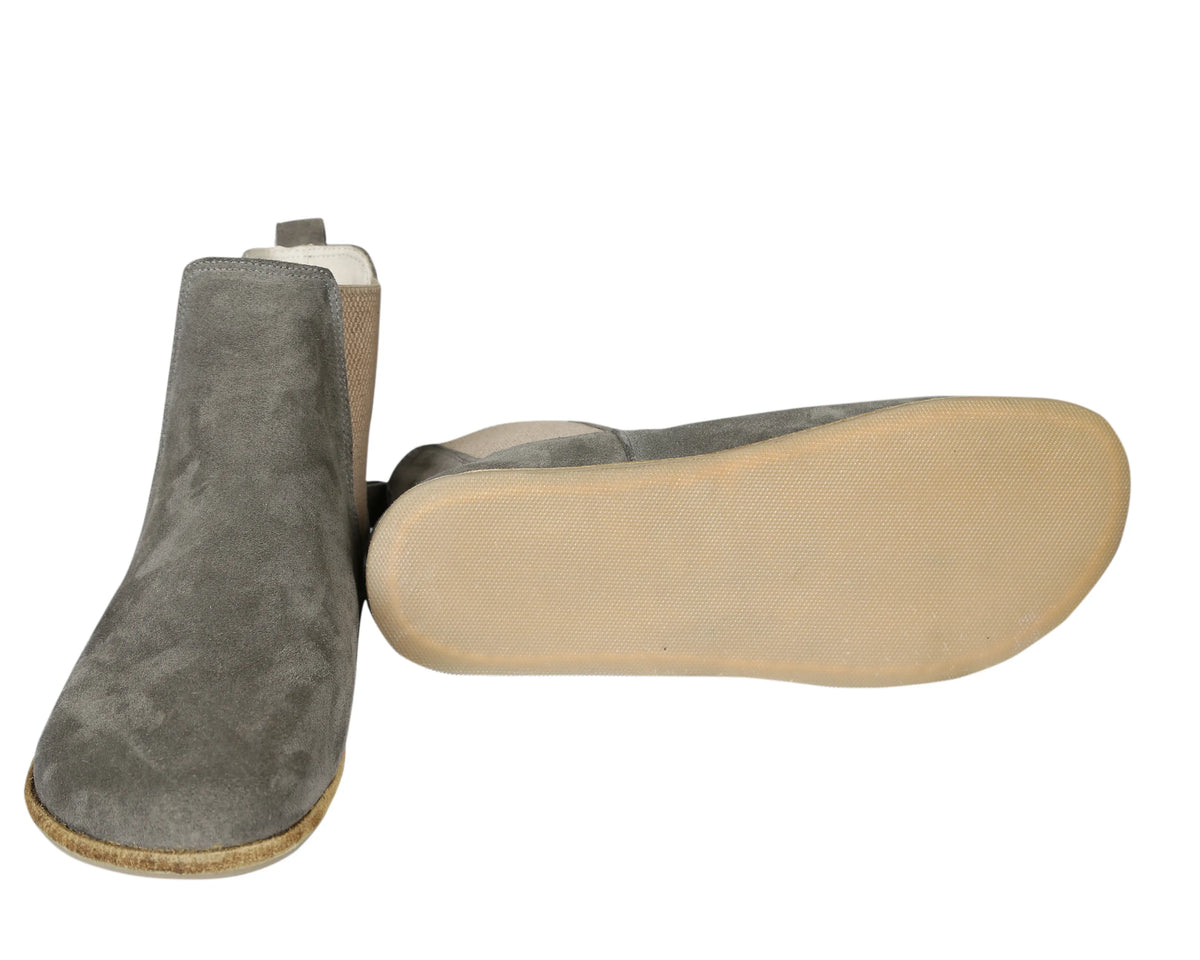 Suede Barefoot Chelsea Boots Shoes – Classic Sole — Leather Sole – Gray