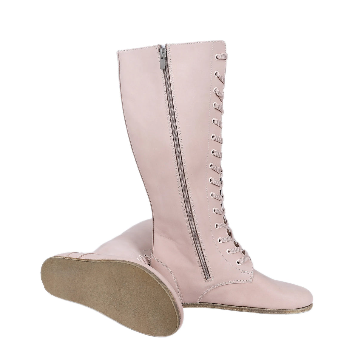 Crazy Barefoot Laces Knee Boots Shoes – Classic Sole — Leather Sole – Undyed Crust