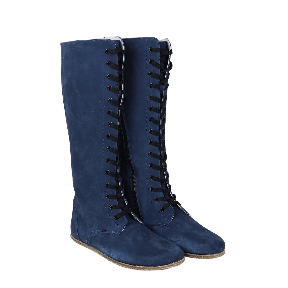 Nubuck Barefoot Laces Knee Boots Shoes – Classic Sole — Leather Sole – Jeans