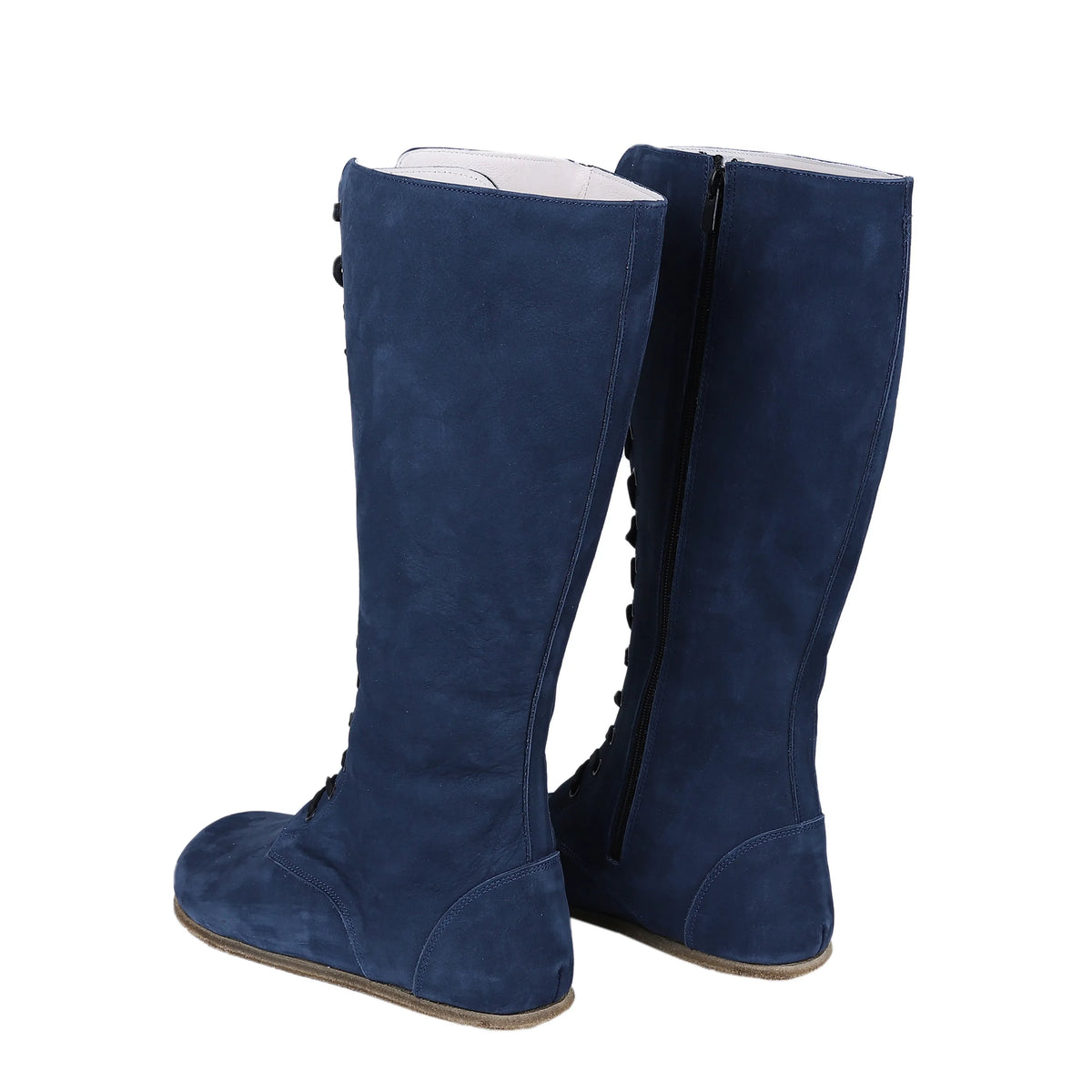 Nubuck Barefoot Laces Knee Boots Shoes – Classic Sole — Leather Sole – Jeans