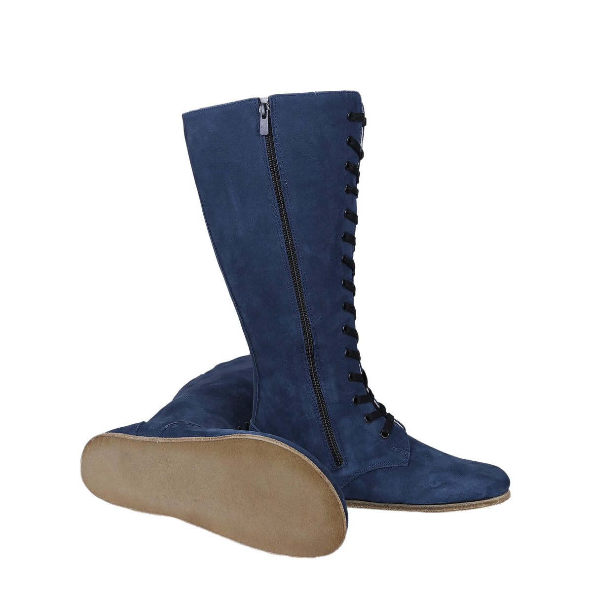 Nubuck Barefoot Laces Knee Boots Shoes – Classic Sole — Leather Sole – Jeans