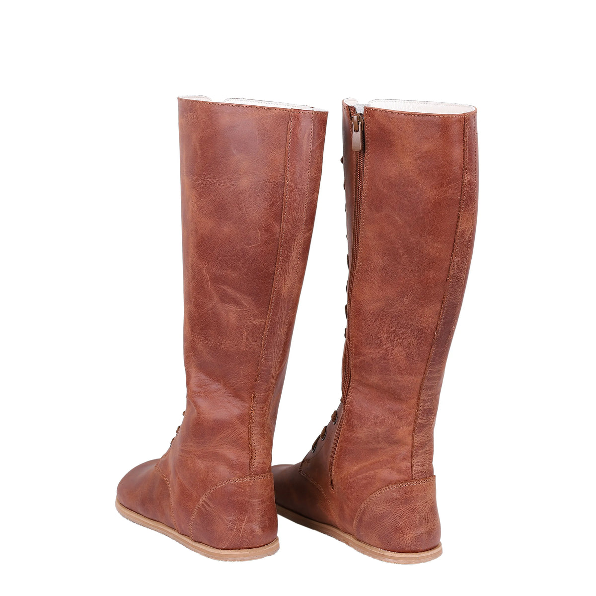 Crazy Barefoot Lace Knee Boots  Shoes – Eva Outsole – Brown