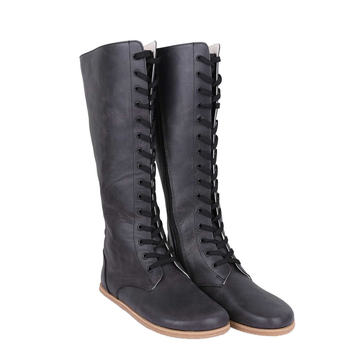 Crazy Barefoot Lace Knee Boots  Shoes – Eva Outsole – Black