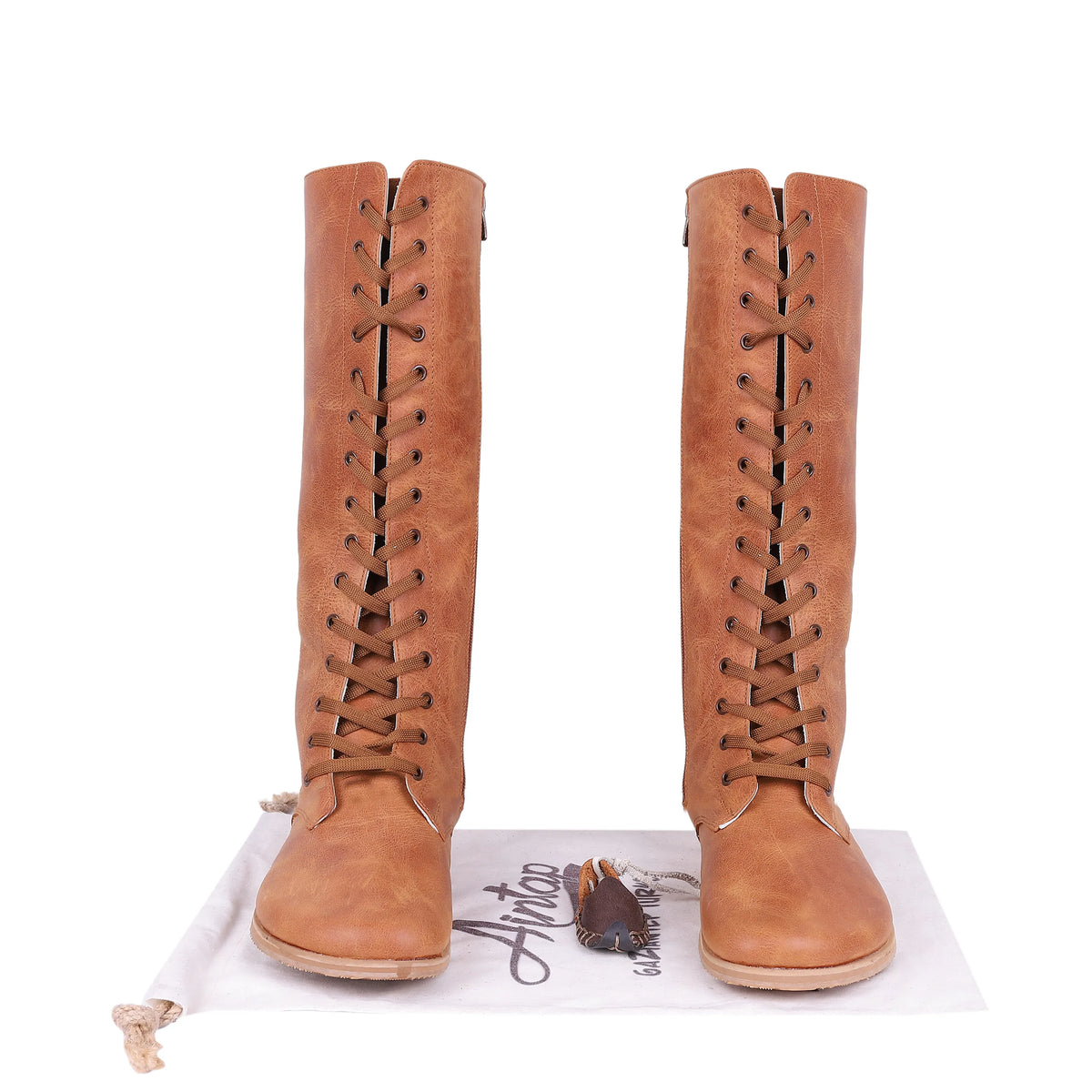 Crazy Barefoot Lace Knee Boots  Shoes – Eva Outsole – Honey Camel