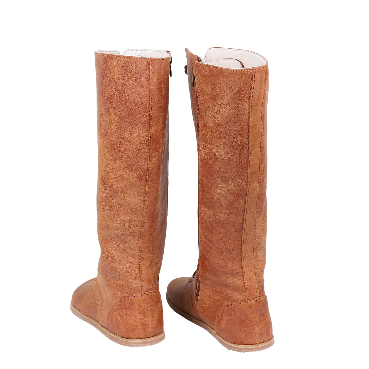 Crazy Barefoot Lace Knee Boots  Shoes – Eva Outsole – Honey Camel