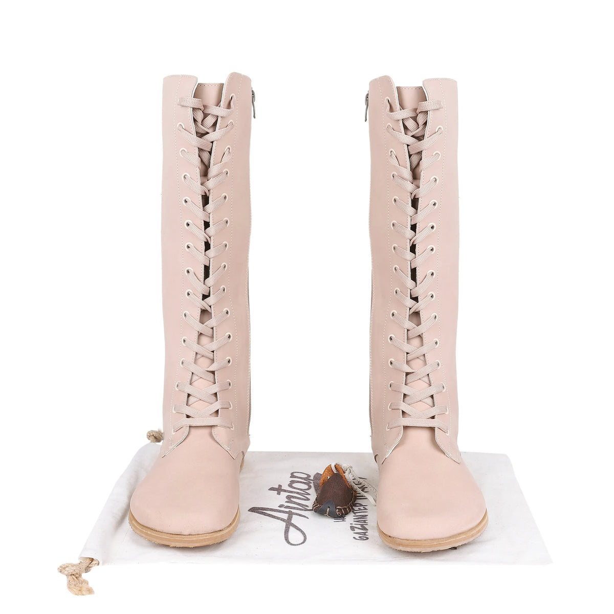 Crazy Barefoot Lace Knee Boots  Shoes – Eva Outsole – Undyed Crust