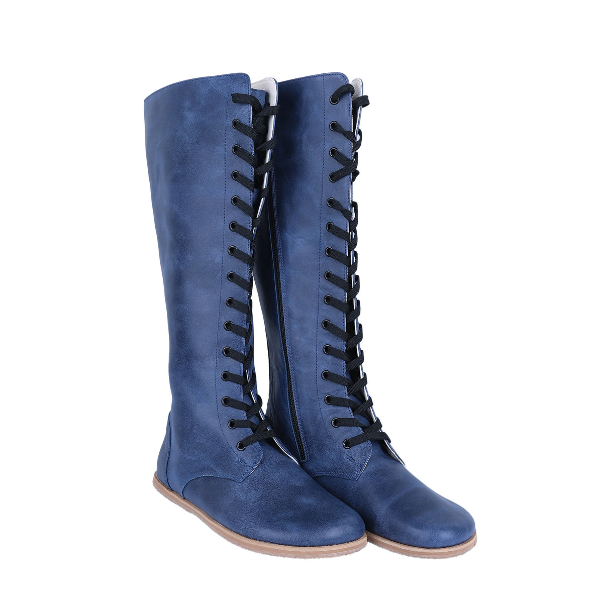 Crazy Barefoot Lace Knee Boots  Shoes – Eva Outsole – Navy Blue