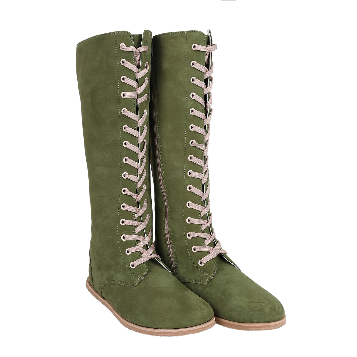 Nubuck Barefoot Laces Knee Boots Shoes – Eva Outsole – Green