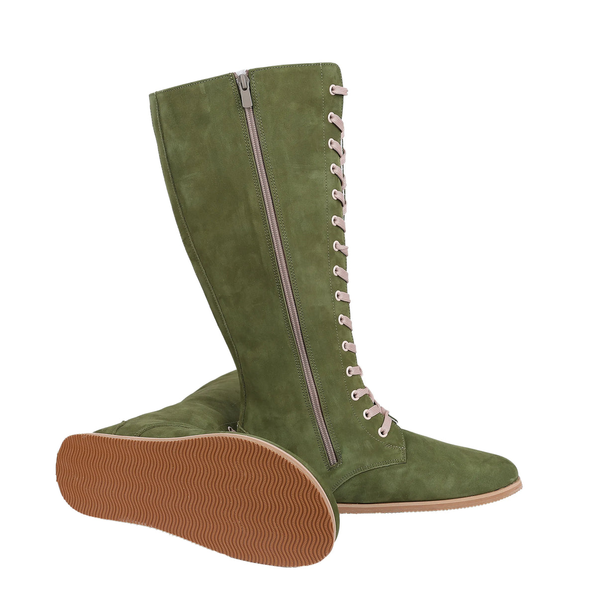 Nubuck Barefoot Laces Knee Boots Shoes – Eva Outsole – Green