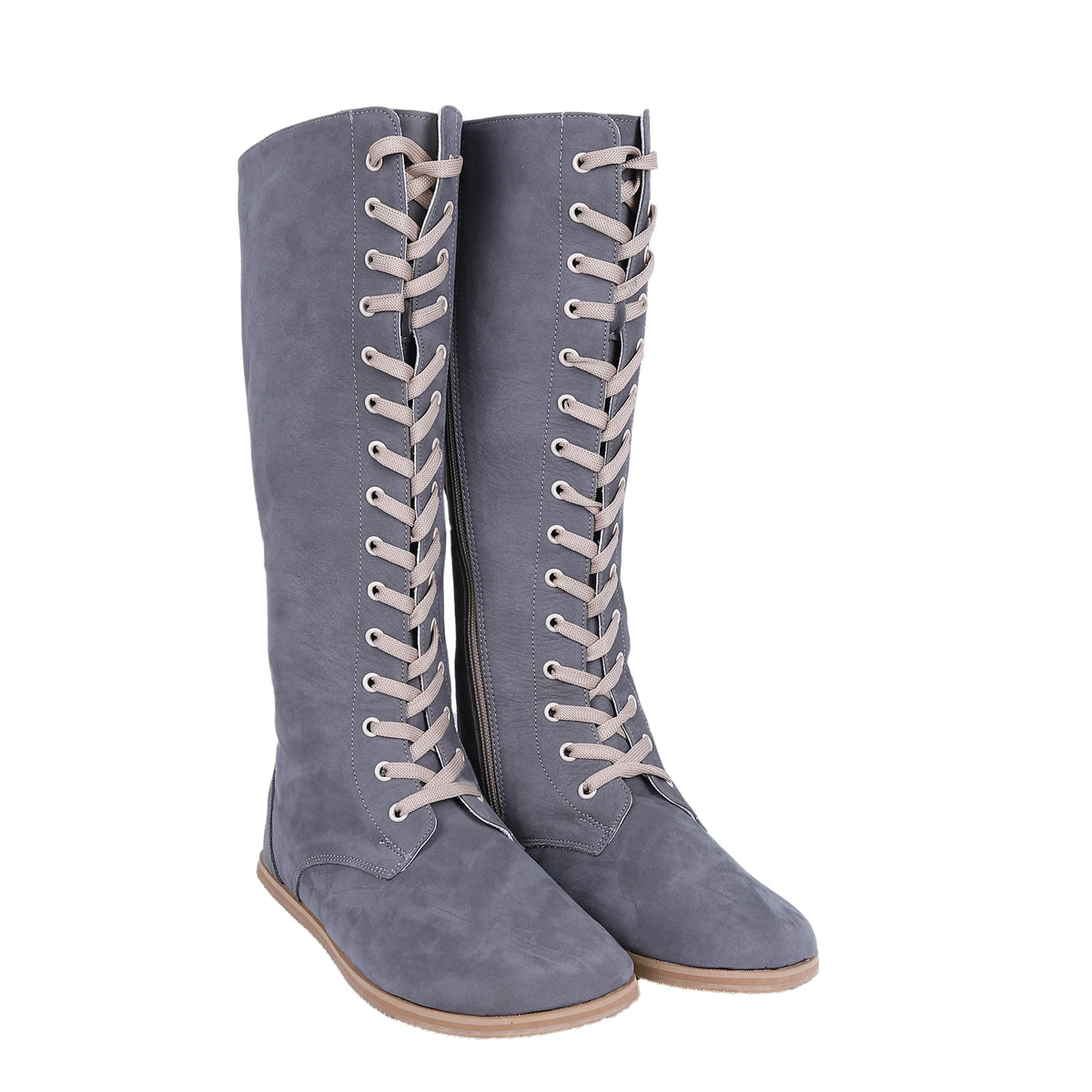 Nubuck Barefoot Laces Knee Boots Shoes – Eva Outsole – Gray