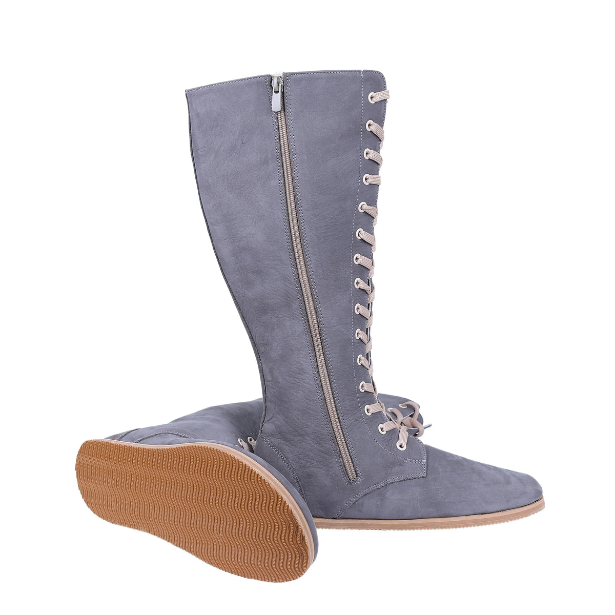 Nubuck Barefoot Laces Knee Boots Shoes – Eva Outsole – Gray