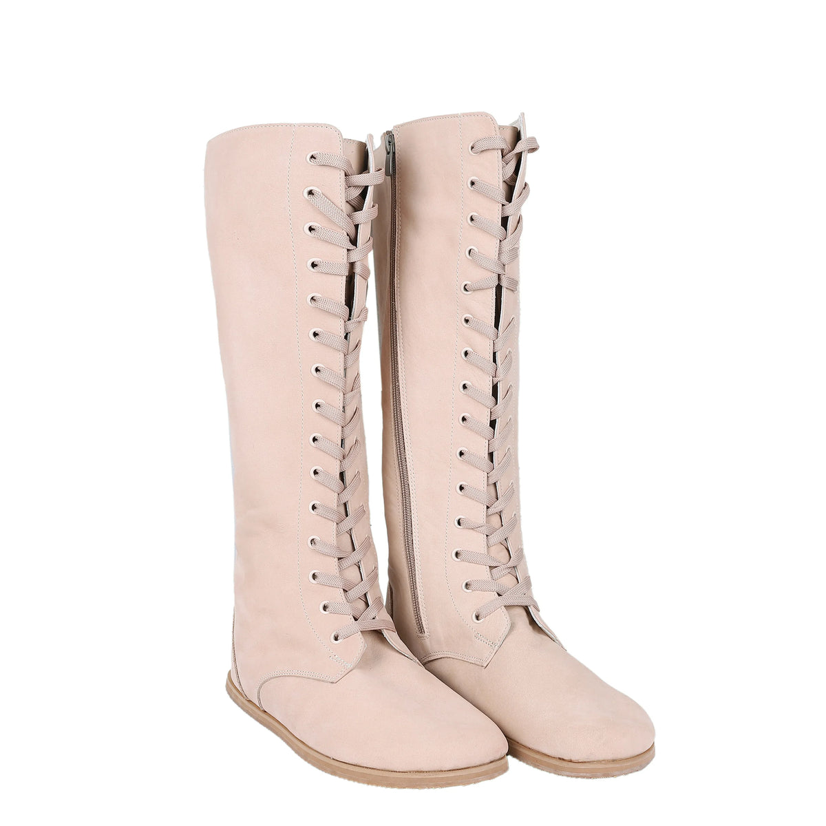 Nubuck Barefoot Laces Knee Boots Shoes – Eva Outsole – Cream