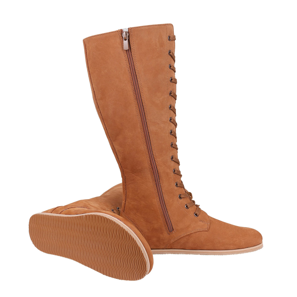 Nubuck Barefoot Laces Knee Boots Shoes – Eva Outsole – Tan