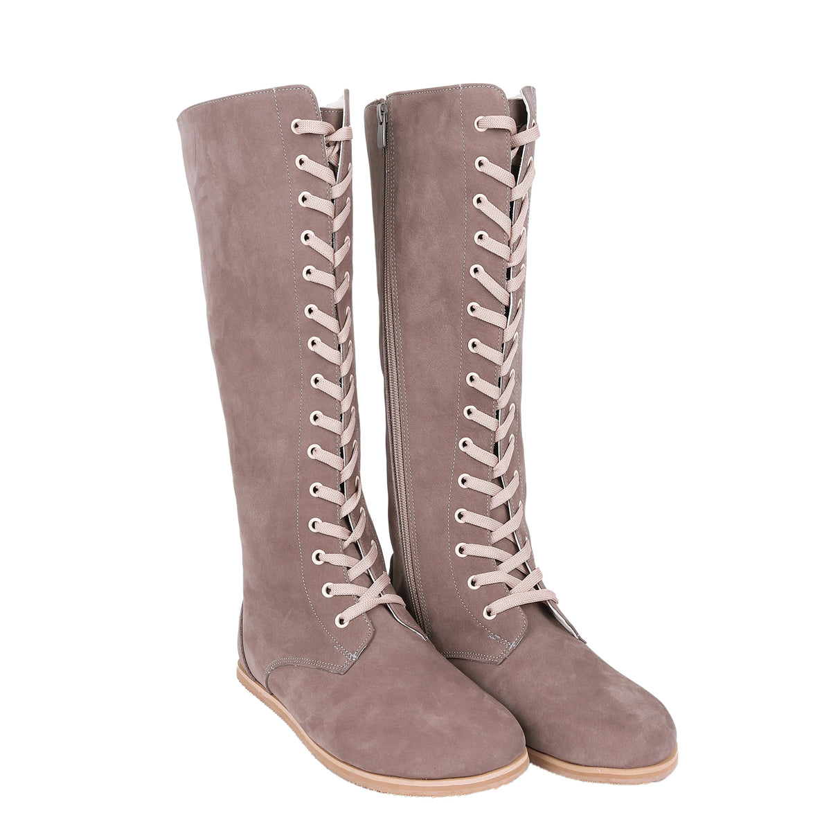 Nubuck Barefoot Laces Knee Boots Shoes – Eva Outsole – Smoked